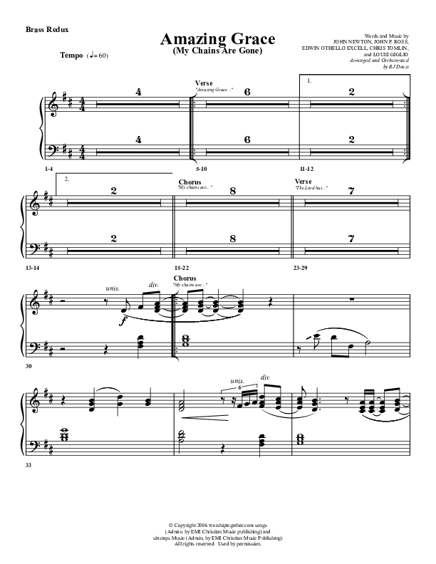 Amazing Grace (My Chains Are Gone) Synth Brass (G3 Worship)