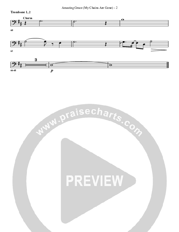Amazing Grace (My Chains Are Gone) Trombone 1/2 (G3 Worship)
