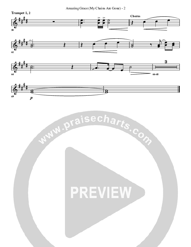 Amazing Grace (My Chains Are Gone) Trumpet 1,2 (G3 Worship)