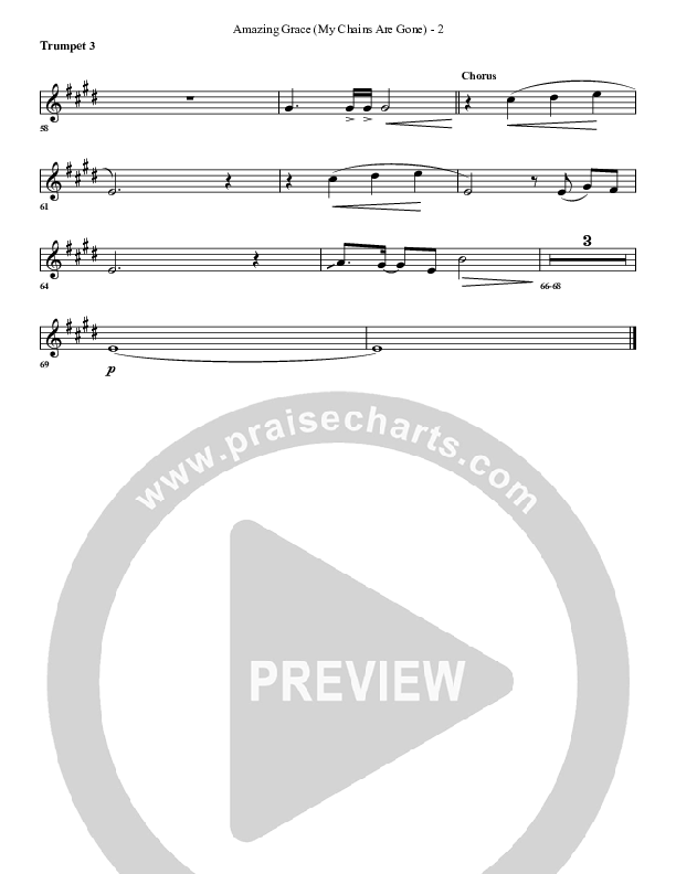Amazing Grace (My Chains Are Gone) Trumpet 3 (G3 Worship)