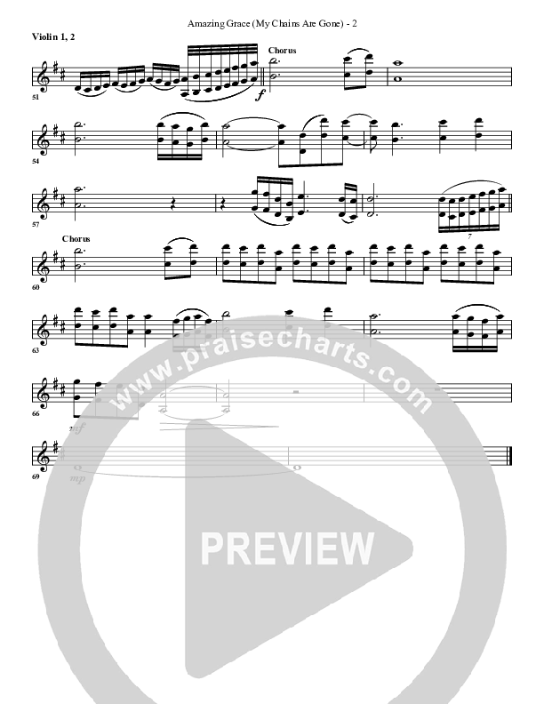 Amazing Grace (My Chains Are Gone) Violin 1/2 (G3 Worship)