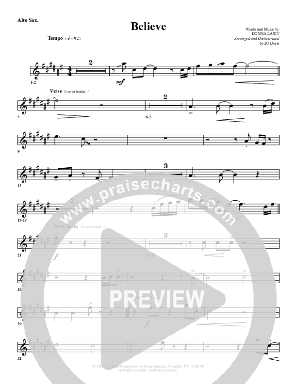 Believe Alto Sax (G3 Worship)
