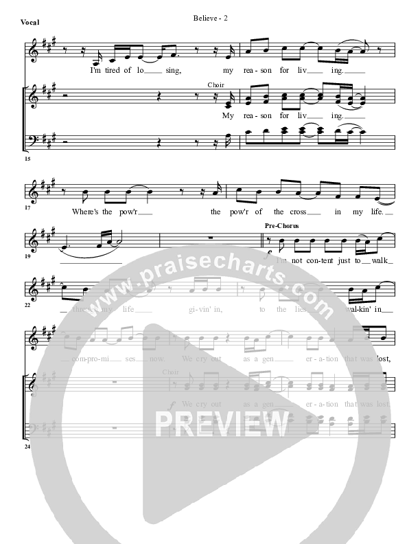 Believe Choir Sheet (G3 Worship)