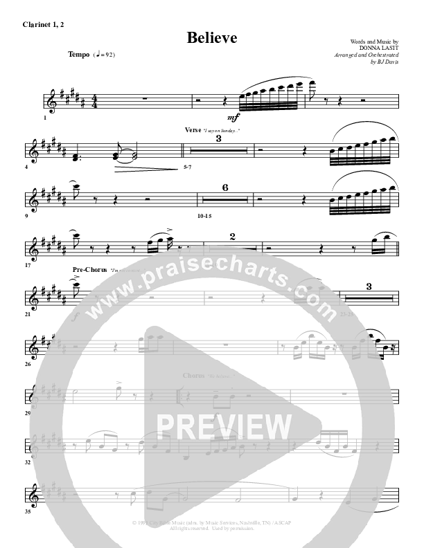 Believe Clarinet 1/2 (G3 Worship)