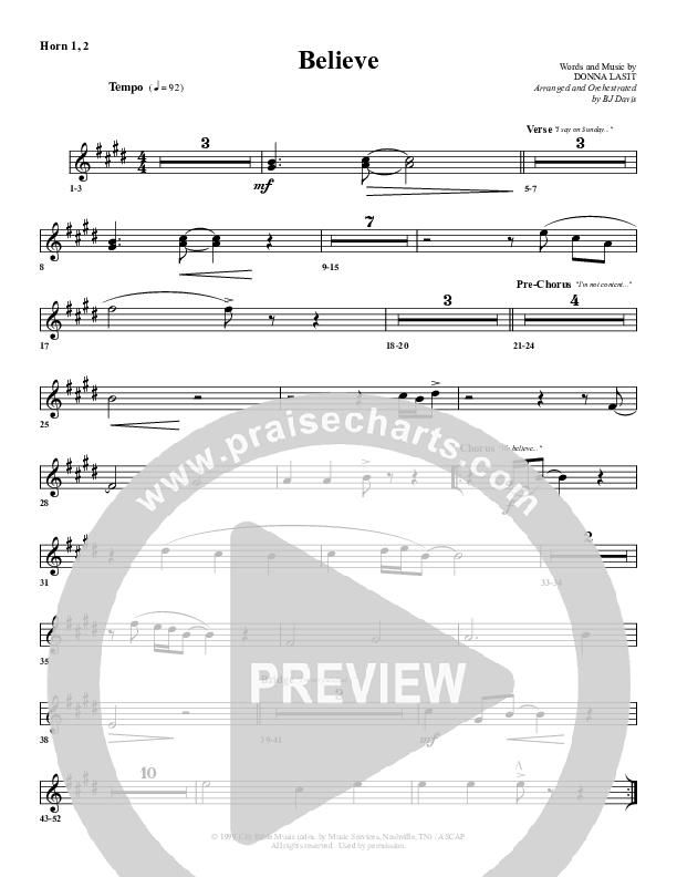 Believe French Horn 1/2 (G3 Worship)