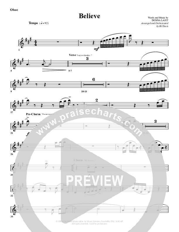 Believe Oboe (G3 Worship)