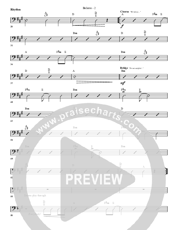 Believe Rhythm Chart (G3 Worship)