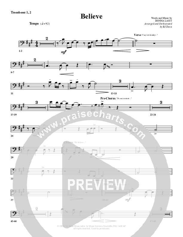 Believe Trombone 1/2 (G3 Worship)