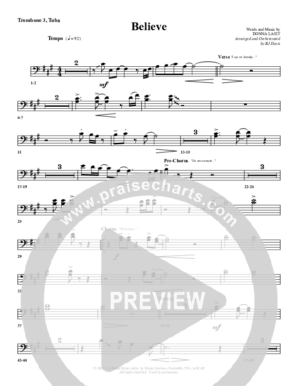 Believe Trombone 3/Tuba (G3 Worship)