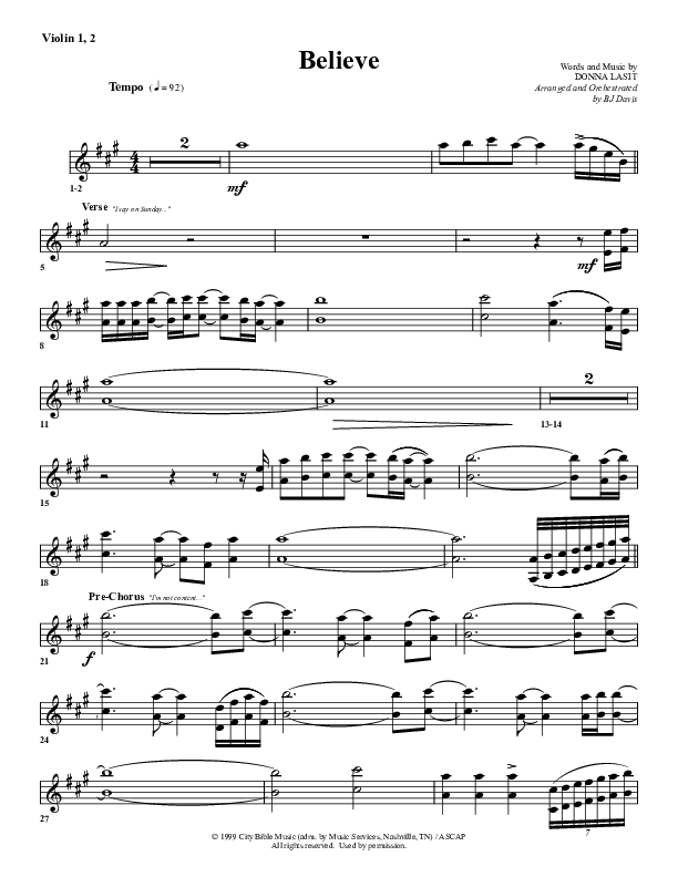 Believe Violin 1/2 (G3 Worship)