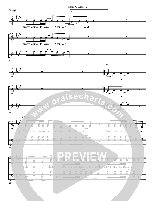 Come O Lord Choir Sheet (G3 Worship)