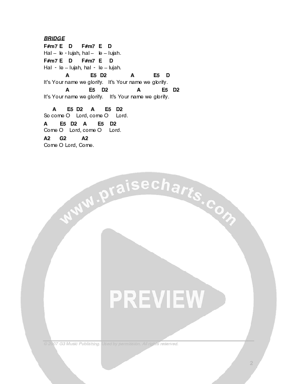 Come O Lord Chord Chart (G3 Worship)