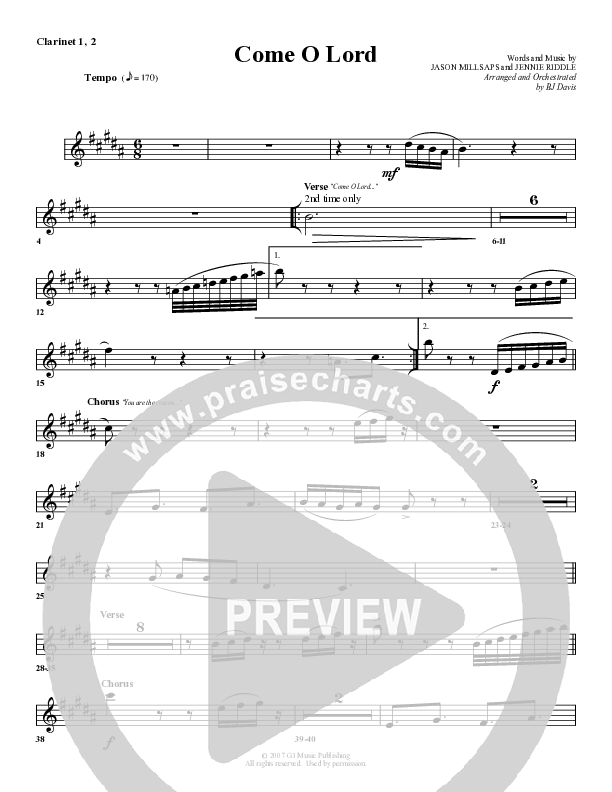 Come O Lord Clarinet (G3 Worship)