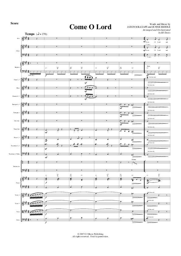 Come O Lord Orchestration (G3 Worship)