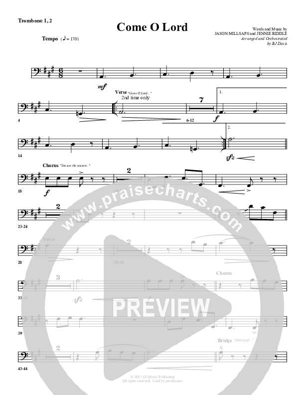 Come O Lord Trombone 1/2 (G3 Worship)