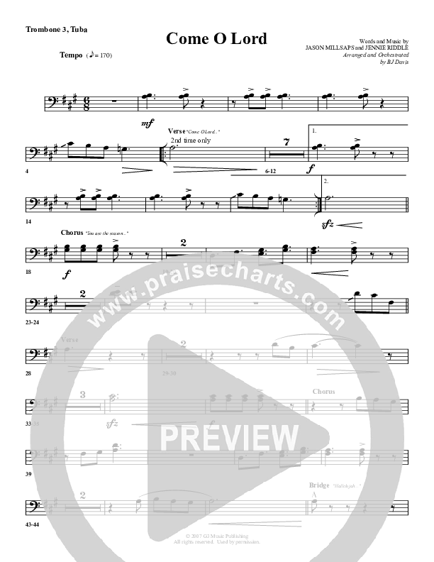 Come O Lord Trombone 3/Tuba (G3 Worship)