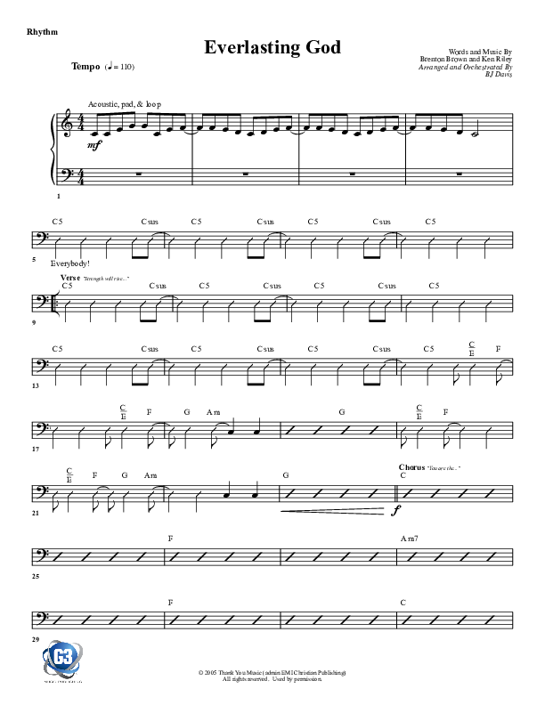 Everlasting God Rhythm Chart (G3 Worship)