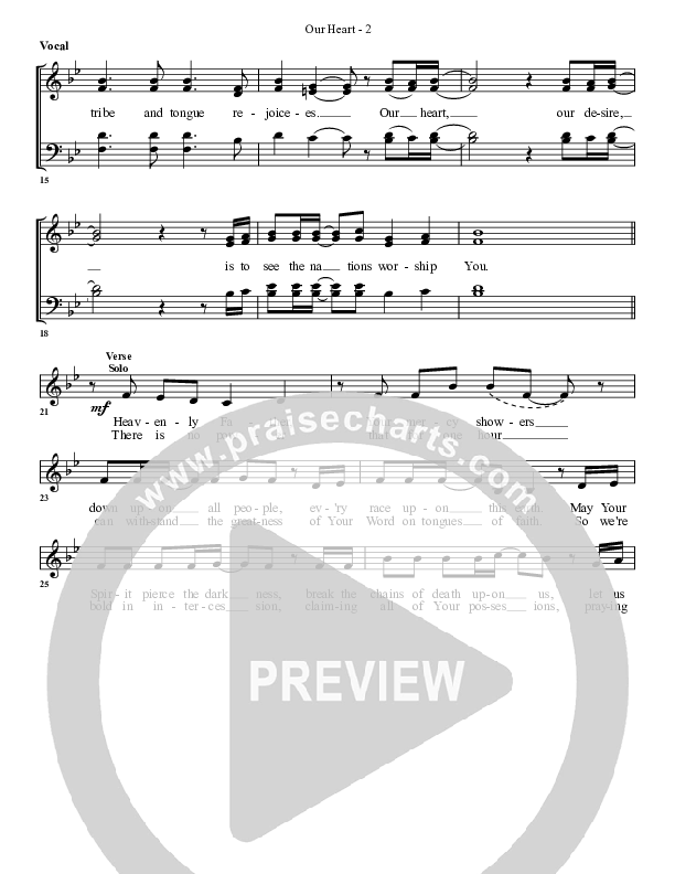 Our Heart Choir Sheet (G3 Worship)