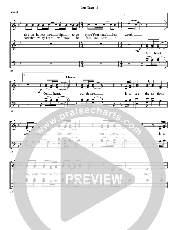 Our Heart Choir Sheet (G3 Worship)