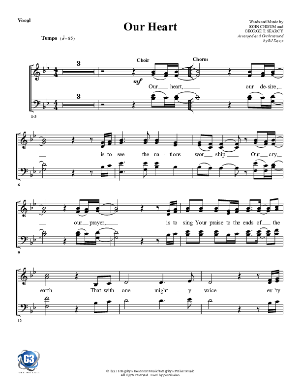 Our Heart Lead Sheet (SAT) (G3 Worship)