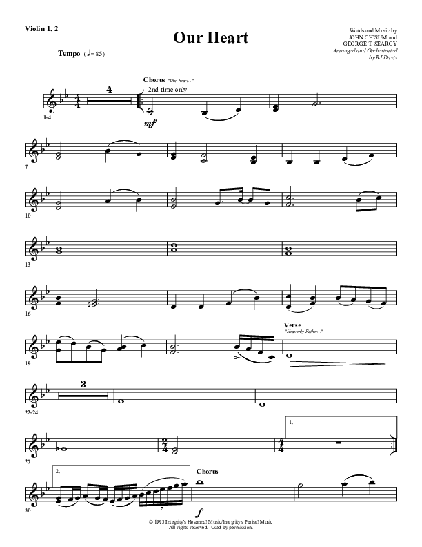 Our Heart Violin 1/2 (G3 Worship)