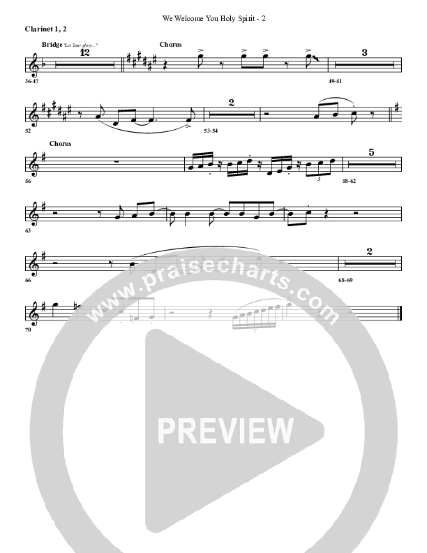 We Welcome You Holy Spirit Clarinet 1/2 (G3 Worship)