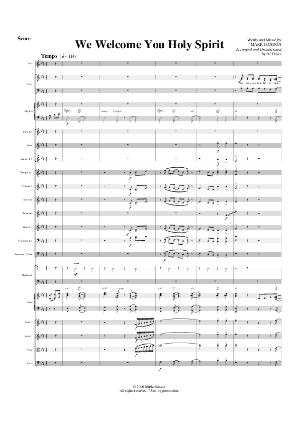 We Welcome You Holy Spirit Conductor's Score (G3 Worship)