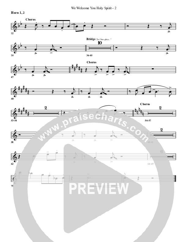 We Welcome You Holy Spirit French Horn 1/2 (G3 Worship)
