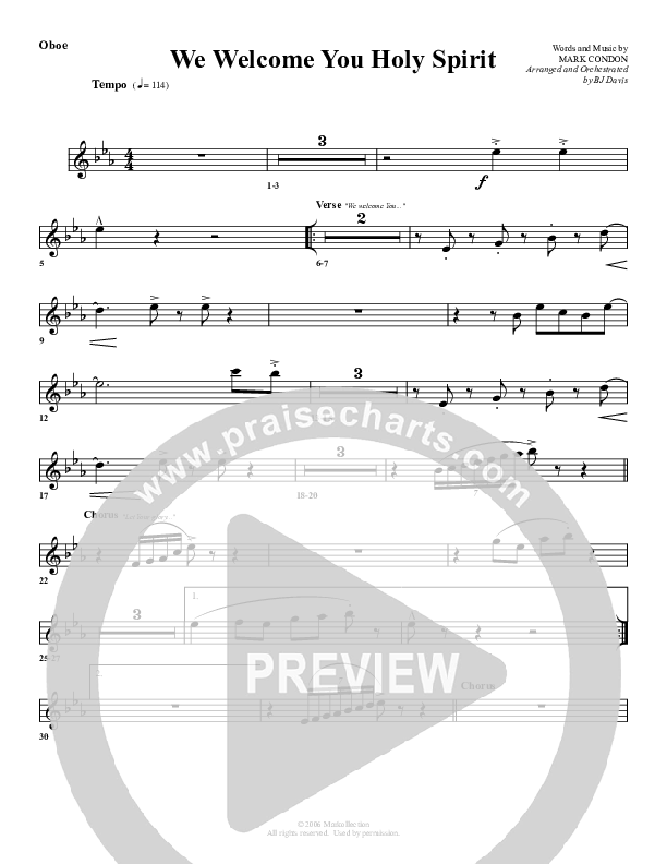 We Welcome You Holy Spirit Oboe (G3 Worship)