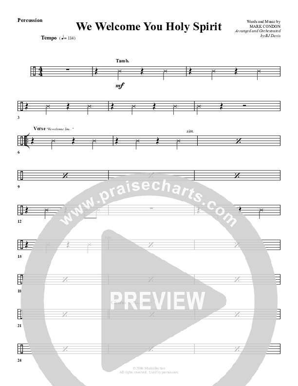 We Welcome You Holy Spirit Percussion (G3 Worship)