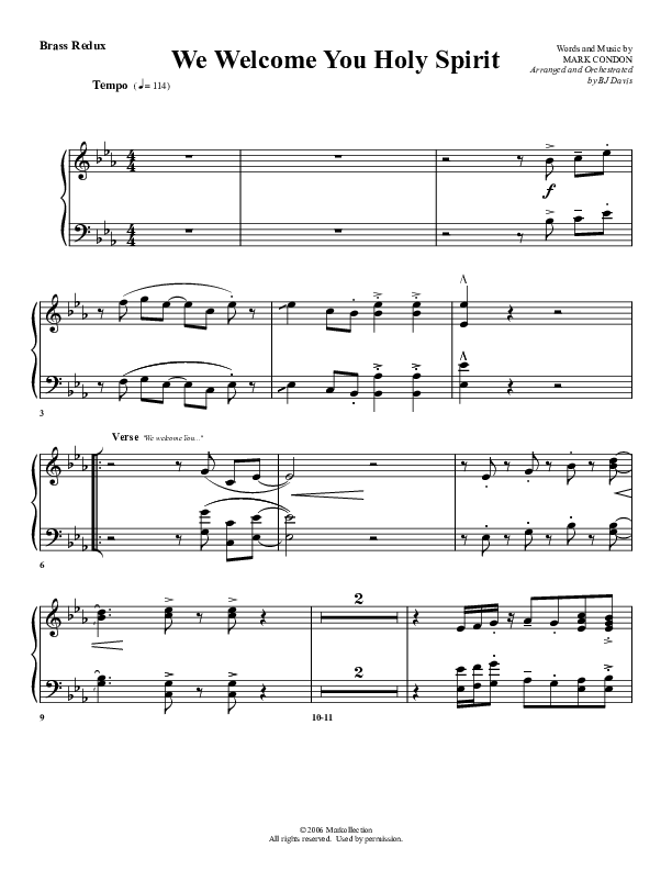We Welcome You Holy Spirit Synth Brass (G3 Worship)