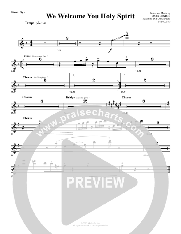 We Welcome You Holy Spirit Tenor Sax 2 (G3 Worship)