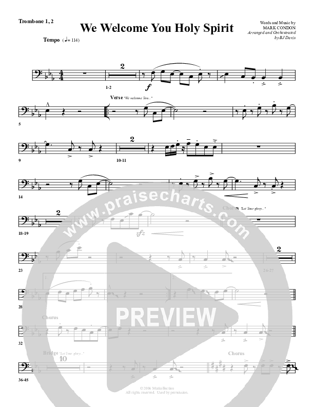 We Welcome You Holy Spirit Trombone 1/2 (G3 Worship)