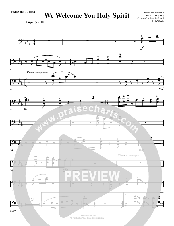 We Welcome You Holy Spirit Trombone 3/Tuba (G3 Worship)