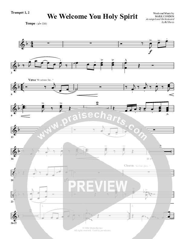 We Welcome You Holy Spirit Trumpet 1,2 (G3 Worship)