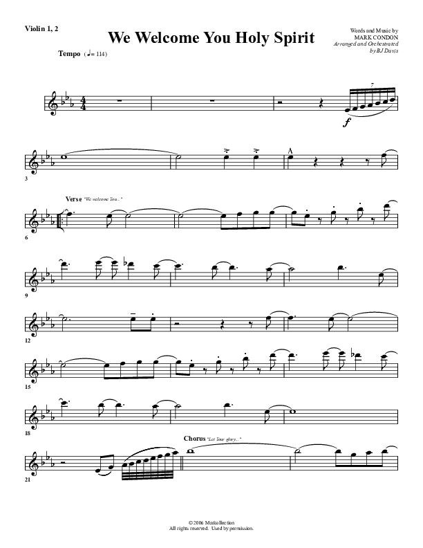 We Welcome You Holy Spirit Violin 1/2 (G3 Worship)