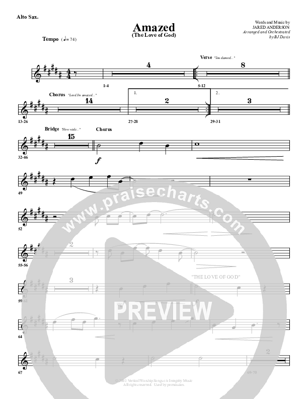 Amazed By You (with The Love Of God) Alto Sax (G3 Worship)
