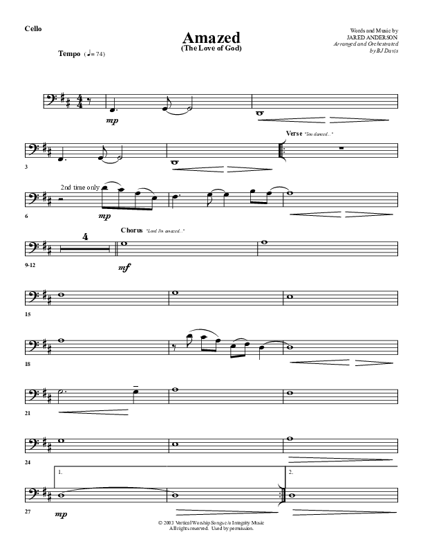 Amazed By You (with The Love Of God) Cello (G3 Worship)