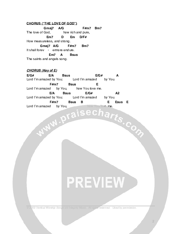 Amazed By You (with The Love Of God) Chord Chart (G3 Worship)