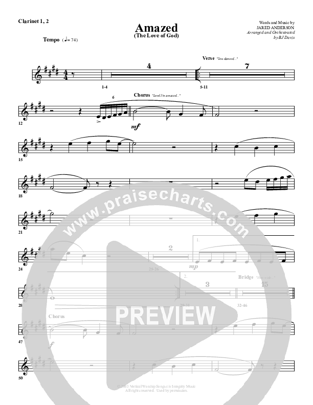 Amazed By You (with The Love Of God) Clarinet 1/2 (G3 Worship)