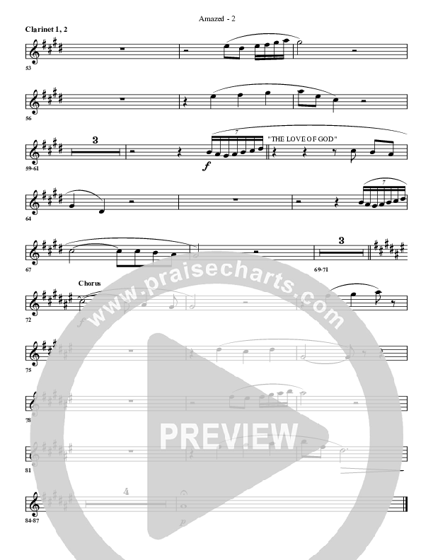 Amazed By You (with The Love Of God) Clarinet 1/2 (G3 Worship)