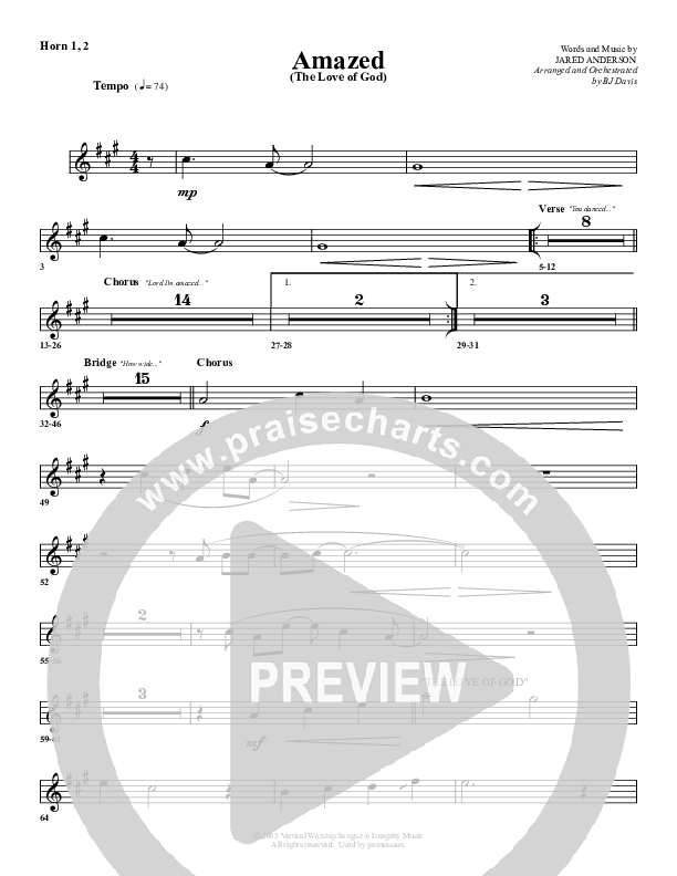 Amazed By You (with The Love Of God) French Horn 1/2 (G3 Worship)