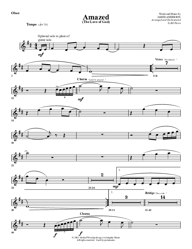 Amazed By You (with The Love Of God) Oboe (G3 Worship)