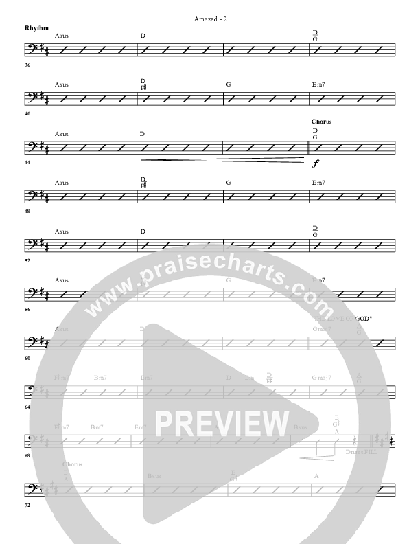 Amazed By You (with The Love Of God) Rhythm Chart (G3 Worship)
