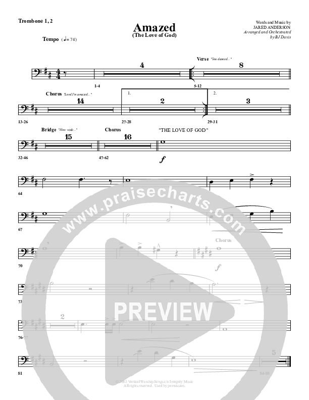 Amazed By You (with The Love Of God) Trombone 1/2 (G3 Worship)