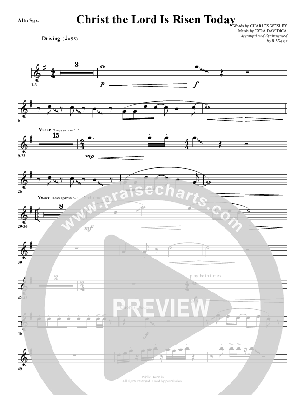 Christ The Lord Is Risen Today Alto Sax (G3 Worship)