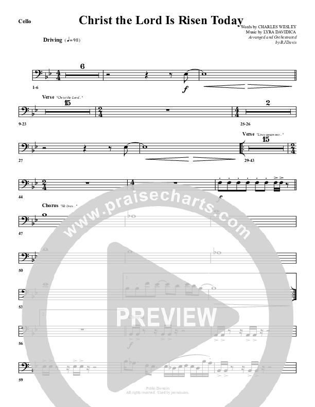 Christ The Lord Is Risen Today Cello (G3 Worship)