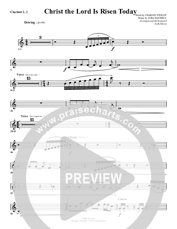 Christ The Lord Is Risen Today Clarinet (G3 Worship)
