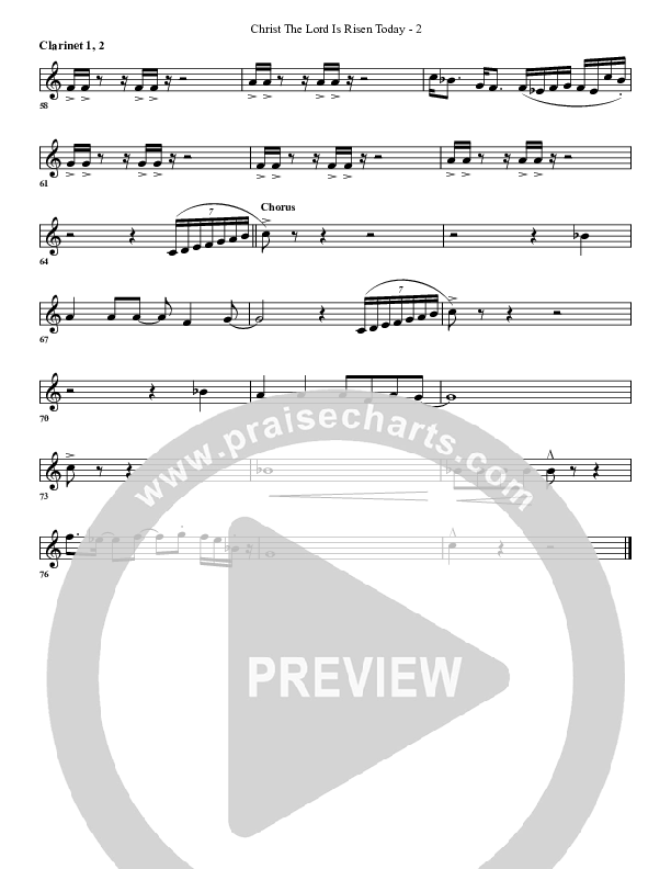 Christ The Lord Is Risen Today Clarinet (G3 Worship)