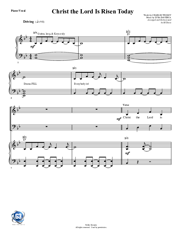 Christ The Lord Is Risen Today Piano/Vocal & Lead (G3 Worship)
